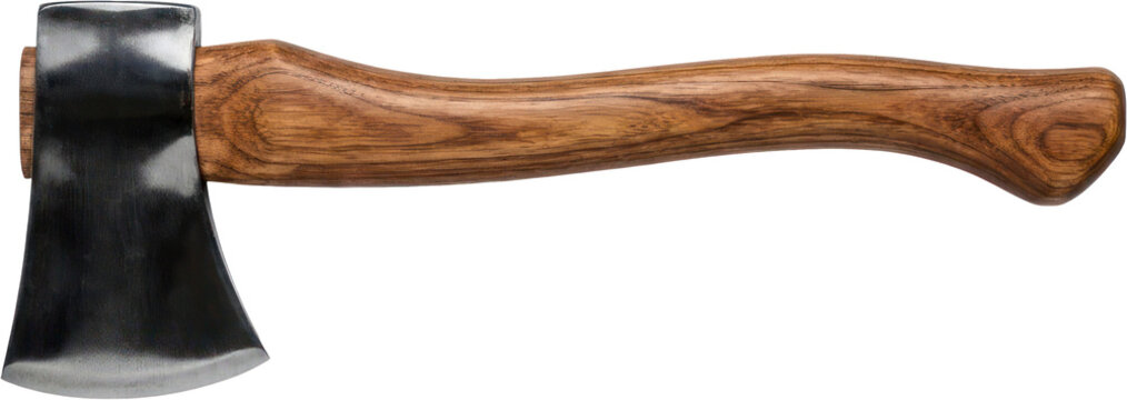 Hand axe with wooden handle.