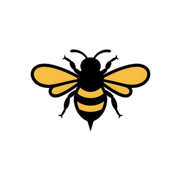 Simple yellow and black honey bee icon illustration isolated on white background