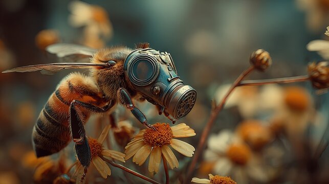 Close-up of a beekeeper wearing protective gear handling honeybees.