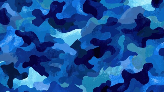 Blue camouflage pattern a seamless repeating design in varying shades of azure