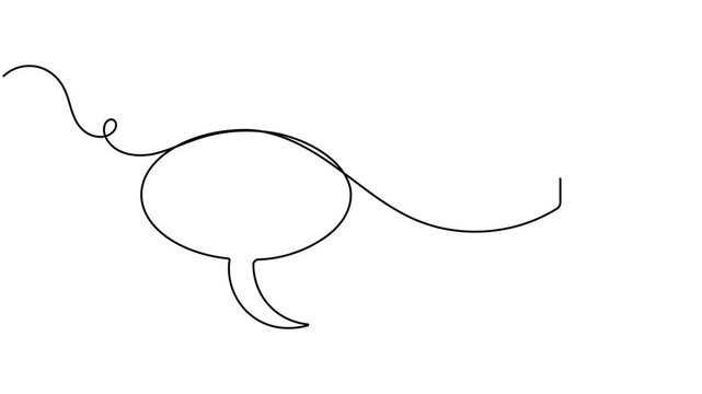 Best speech bubble icon sign continuous one line drawing moving on white background minimalist single art exclusive connection and quality chat symbol 4k animation video
