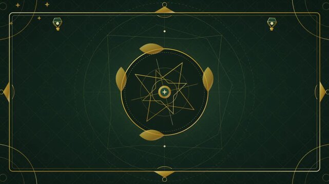 Mystic geometric symbol video sequence on green background.