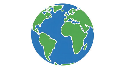Fototapeta premium Stylized globe icon of planet Earth. Simple vector illustration of the world map.