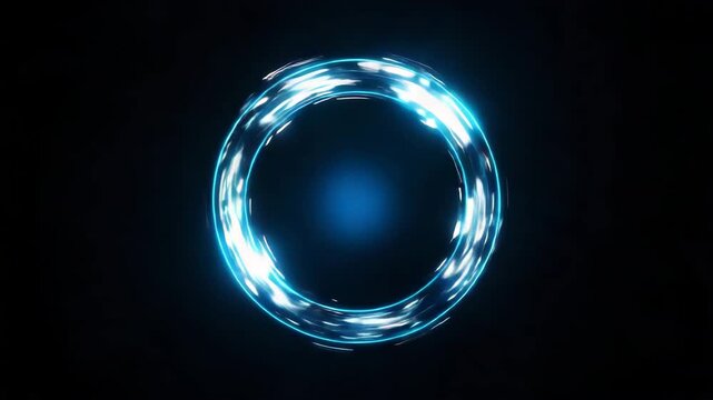 Electric blue energy ring pulsing with light against a dark background with subtle motion