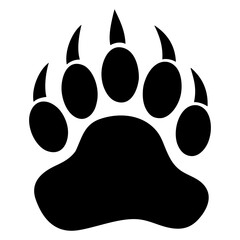 Fototapeta premium Icono vida salvaje. Garras de oso. Dibujo sencillo de la silueta de una pisada de oso 