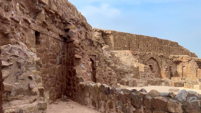 Feroz Shah Kotla fort with pillar in delhi. One of the oldest structures in Delhi.