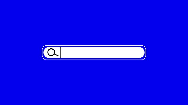 Animated search bar magnifying glass icon on a white and black background and a mouse cursor clicking the search button for web navigation concepts 4k video.