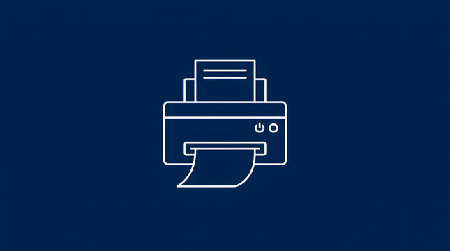 Modern wireless printer icon for digital documents and cloud printing. Minimalist flat design office tech symbol for apps and web interfaces.