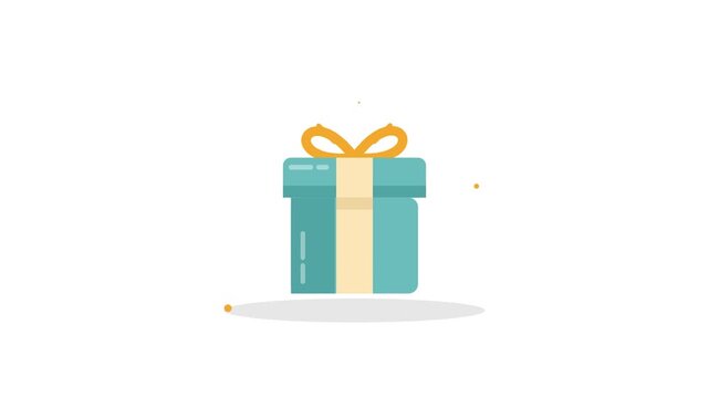 Flat Vector Illustration of a Blue Gift Box with a Yellow Ribbon for Celebration