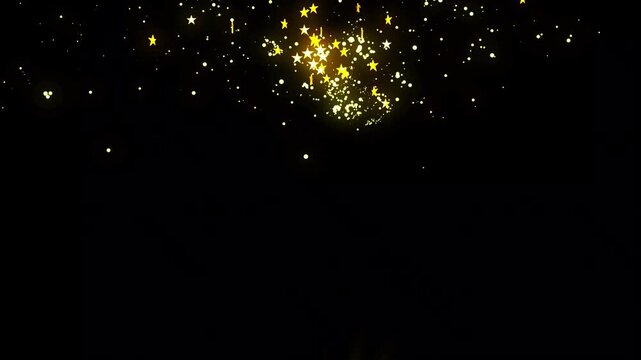 Abstract shining glitter sparkle bubbles champagne particles stars motion background, Shimmering golden glitter light rail, new year and christmas celebration, 4K video