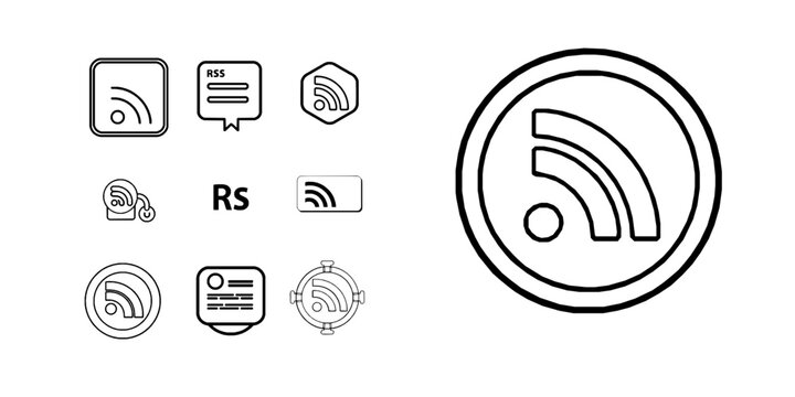 Rss Feed Symbol Empty Outline Technology Icon Style White Background