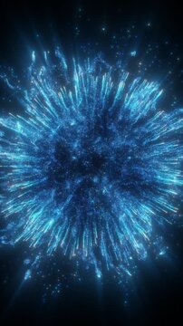 4K Abstract Background Particles Blue Radial Explosion Circle Overlay Vertical 3D Animation Christmas