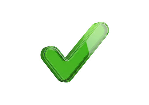 Green 3D checkmark icon isolated on transparent background