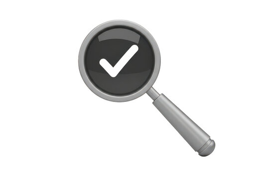 Magnifying glass with checkmark approval symbol isolated transparent background isolated on transparent background