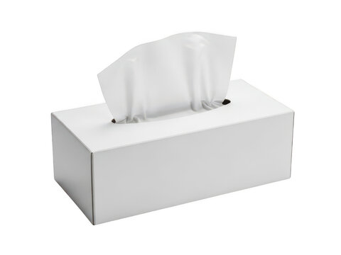 Empty white tissue box on flat surface