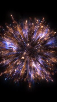 4K Abstract Background Particles Golden Explosion Circle Overlay Vertical 3D Animation Holiday