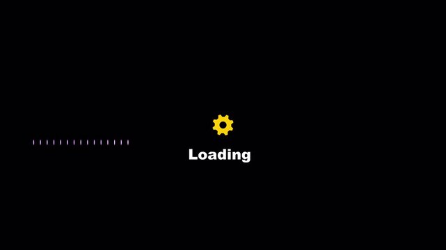  Minimalist Loading Progress Bar Animation With Rotating Gear On Black Background 4K