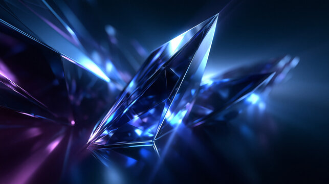 Glowing Blue Abstract Crystal Structure Background