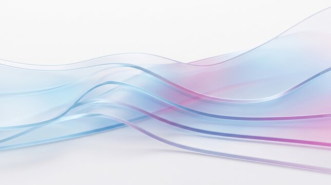 Abstract Wave Background with Translucent Blue and Pink Glass Ribbons