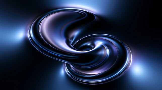 Abstract Futuristic Metallic Fluid Swirl 3D Background