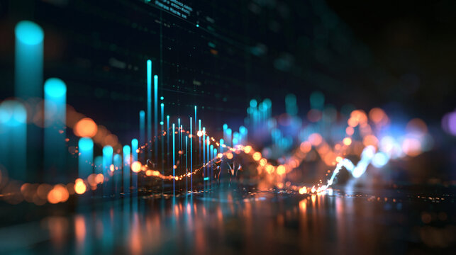 Financial Stock Market Graph with Glowing Data Visualization