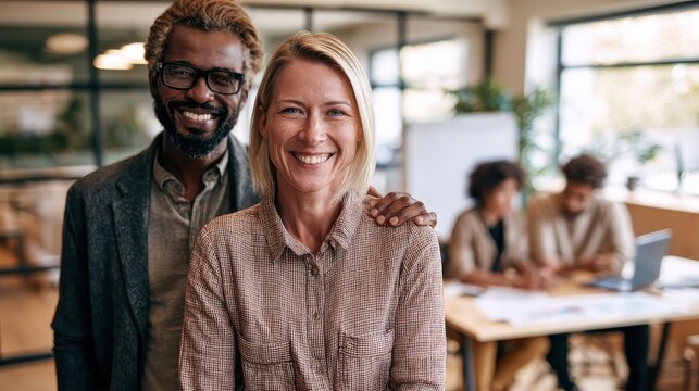 Backed by Partnership: Diverse Colleagues Supporting Each Other in a Modern Office