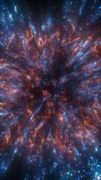 Golden and Blue Cosmic Particle Explosion Background Loop 4K 3D Animation Overlay