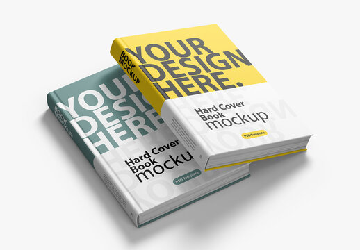 Two Hardcover books Mockup lying on top of each other