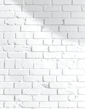 A close-up, detailed view of a white brick wall with subtle shadows.