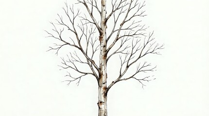 Fototapeta premium Bare tree with intricate branching structure against neutral background, suitable for nature, environmental, botanical, and seasonal design projects.