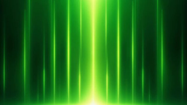 Abstract green vertical light beams with glowing gradient effect