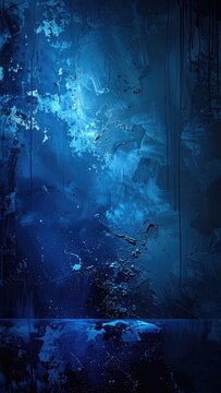 An abstract textured background with deep blue hues and dripping effects.