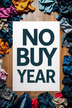 Decluttering challenges no buy year trend lifestyle and concept conscious consumption AI Generative