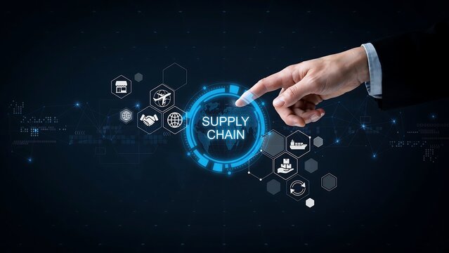 Supply Chain Management Concept with AI Logistics and Smart Business Operations