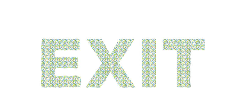 Decorative Geometric Pattern Exit Typography Text Design Isolated on White Background