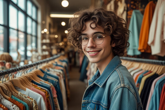 Trend secondhand stores retro nostalgia, people look for unique things and inspired AI Generative