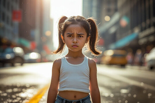 Rising temperatures and extreme heat due to global warming, person sweat walk outside AI Generative