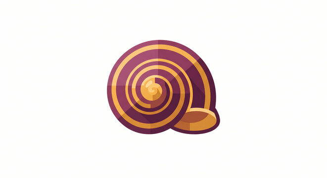 Purple and Gold Spiral Snail Shell Vector Illustration for Nature Designs