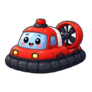 Cute Kawaii Hovercraft Cartoon Vector Illustration