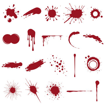 Blood Splatter and Dripping Blood Stain Vector Set &ndash; Horror Splash Collection