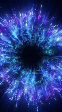 Abstract Blue Energy Portal Particles Background Loop 4K 3D Animation Overlay