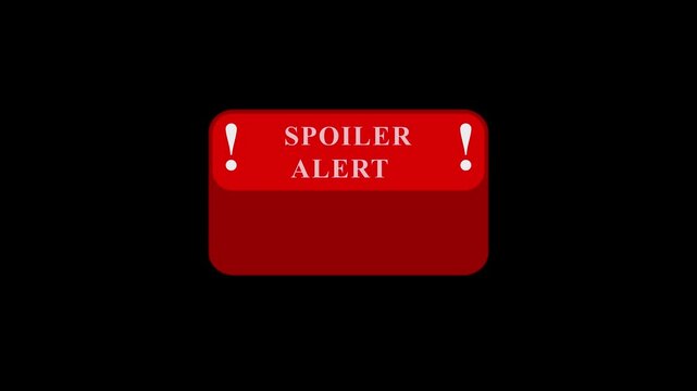 Red spoiler alert warning sign flashing neon lights dark background