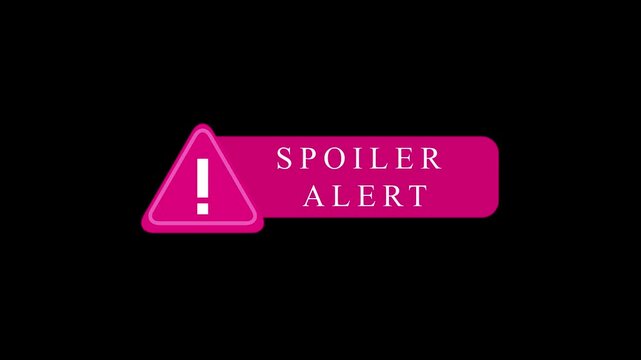 Spoiler alert warning sign neon glow pink triangle exclamation mark alert message