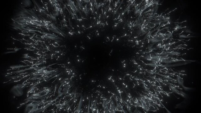 4K Abstract Background Particles Monochrome Explosion Circle Overlay Horizontal 3D Animation
