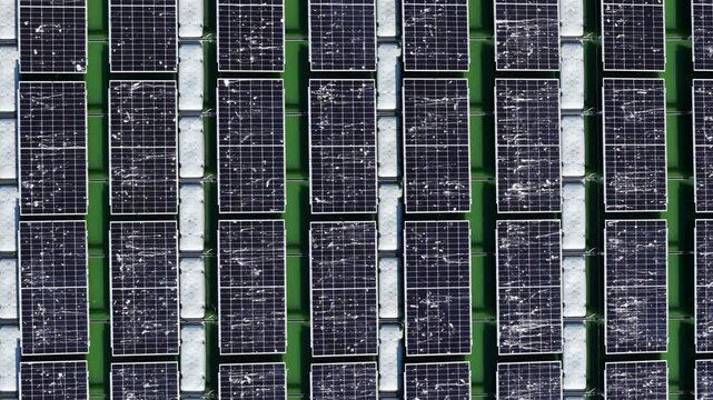 Floating Photovoltaic Solar Array on Water Reservoir in Jurmala Latvia Close Up