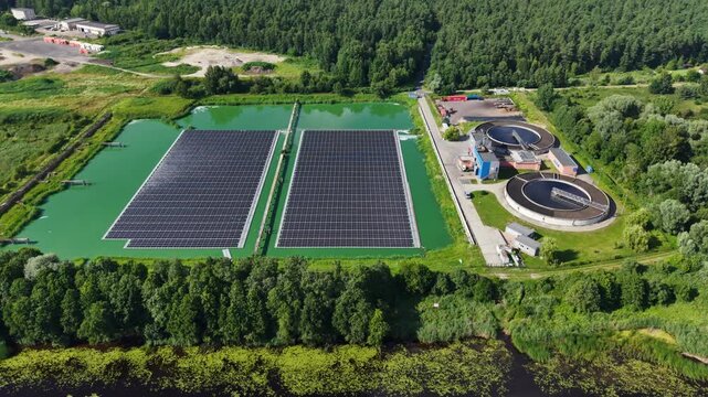 Floating photovoltaic system supporting biological wastewater treatment