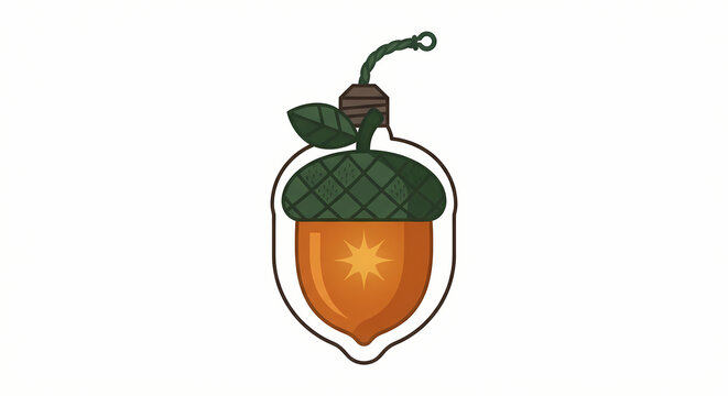 Decorative acorn ornament with leaf vector illustration for autumn and holiday celebration design