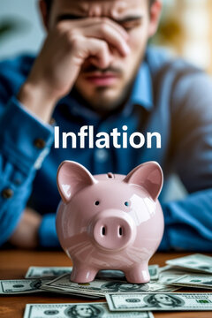 People forced to save lack of money due to inflation and financial economic crisis AI Generative