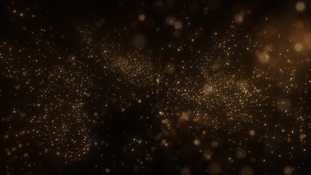 4K Abstract Background Particles Golden Dust Bokeh Overlay Horizontal 3D Animation