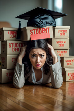 Student loan debt is national America problem, millions people in education crisis AI Generative